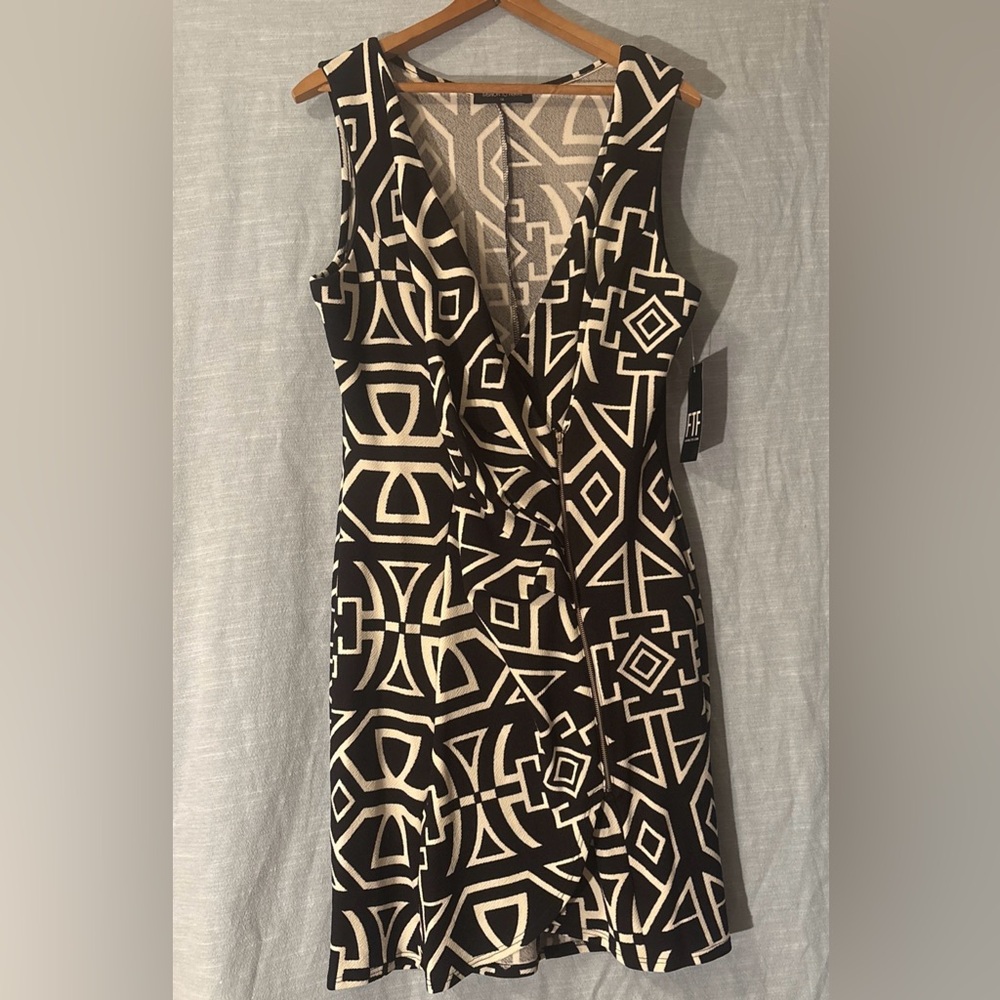 Fashion To Figure Sleeveless Dress Geometric Black/White Women’s Sz 1X NWT
